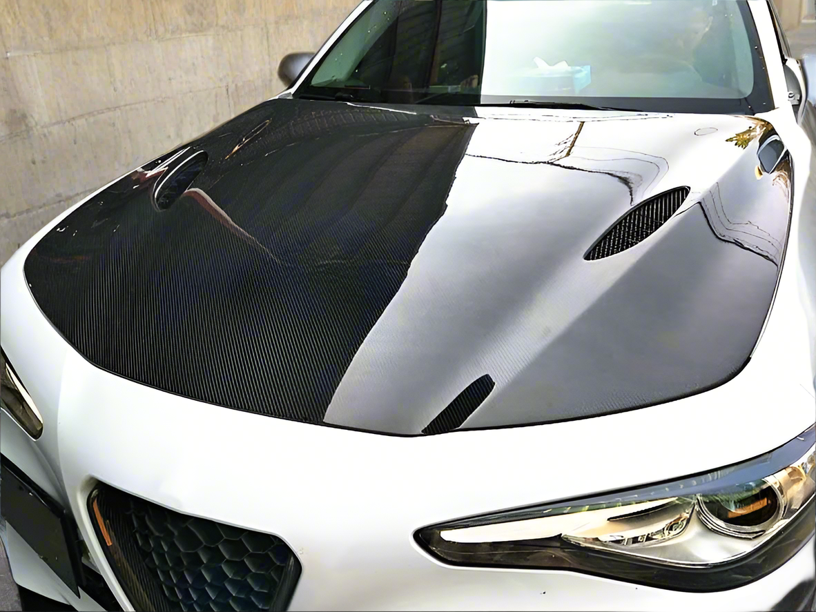 Quadrifoglio Style Carbon Fiber Hood